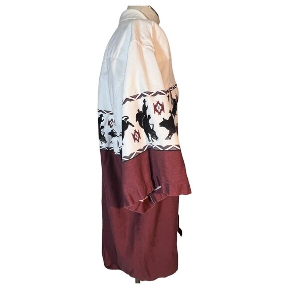 Vintage Roper Western Cowboy Shirt Bull Rodeo Print Pearl Snap Button Size 2XL - Picture 7 of 8